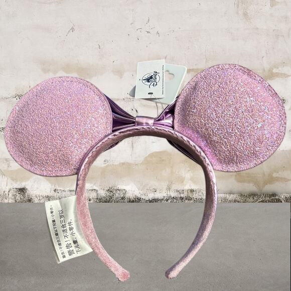 Disney Parks NWT Minnie Mouse Ears Headband Lilac Purple Lavender Metallic Bow - Picture 2 of 3